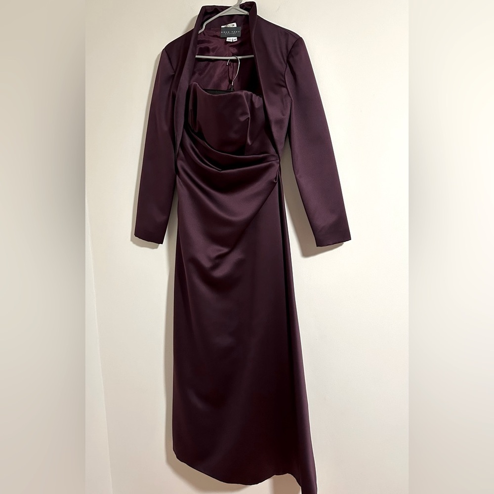 ROSE TAFT couture vintage satin strapless gown bolero set dress maxi inaugural